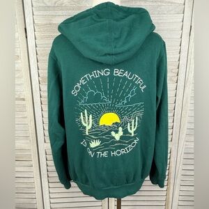 TORRID Cozy Fleece Zip Hoodie Green with Desert Graphic-1X